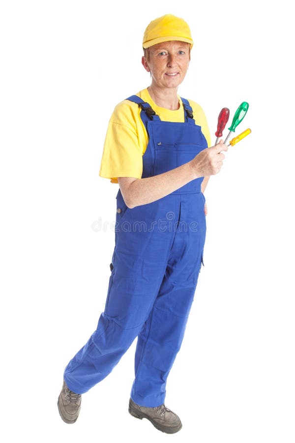 Mulher com chave de fendas foto de stock royalty free