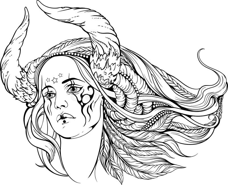 Mulher com chifres do monstro Rebecca 36 ilustração do vetor Mulher com chifres do monstro Rebecca 36 ilustração do vetor