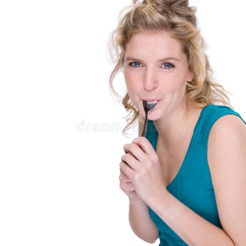 Mulher com colher fotos de stock royalty free