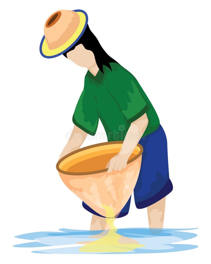 Mulher com rede de pesca ilustração stock