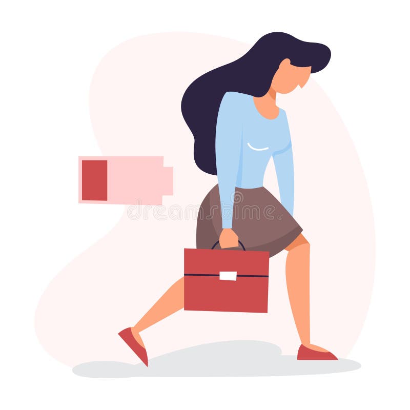 Mulher com um de baixo nível da energia Pessoa triste, cansado ilustração do vetor Mulher com um de baixo nível da energia Pessoa triste, cansado ilustração do vetor