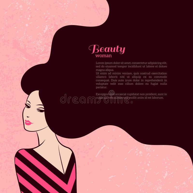 Mulher da Moda Vintage com Cabelo Longo ilustração royalty free