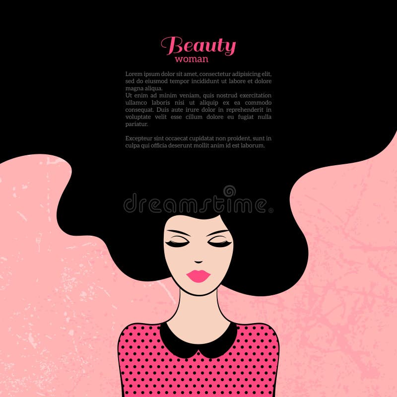 Mulher da Moda Vintage com Cabelo Longo ilustração stock