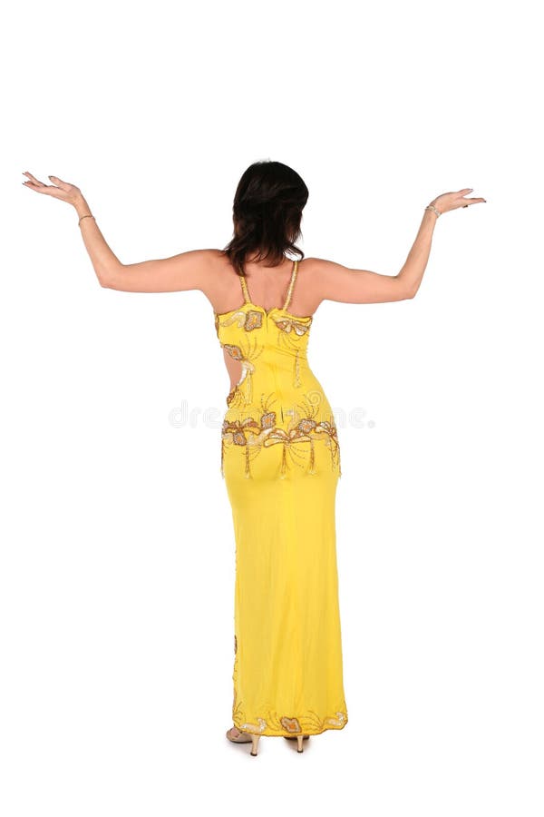 Mulher de Bellydance no estilo amarelo 2 de Egipto foto de stock royalty free Mulher de Bellydance no estilo amarelo 2 de Egipto foto de stock royalty free