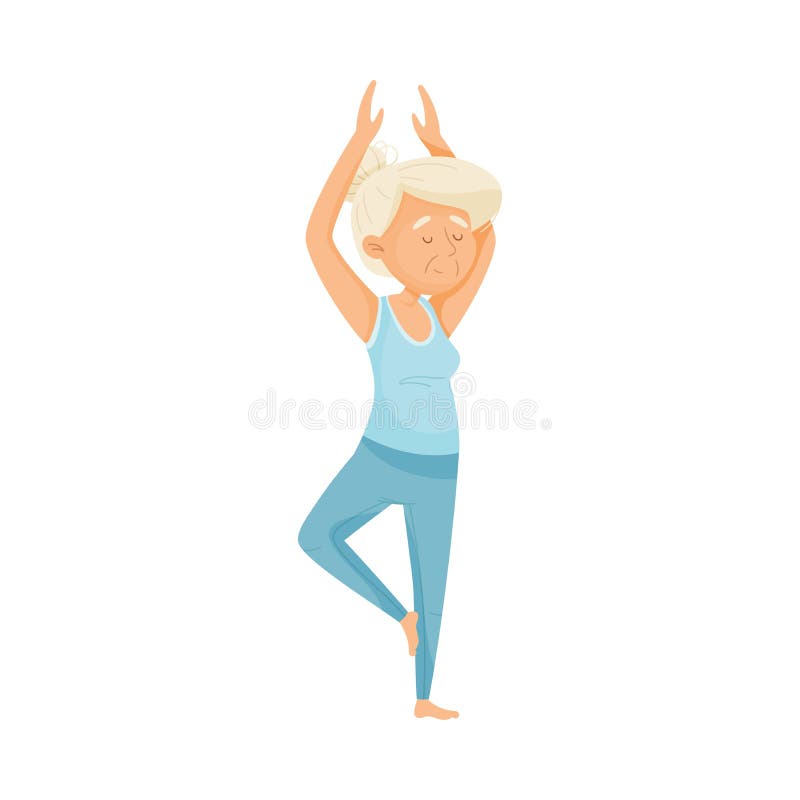 Mulher de cabelos brancos seniores em SportJuro Estando na Ilustração de Vetor de Perca de Yoga ilustração do vetor Mulher de cabelos brancos seniores em SportJuro Estando na Ilustração de Vetor de Perca de Yoga ilustração do vetor