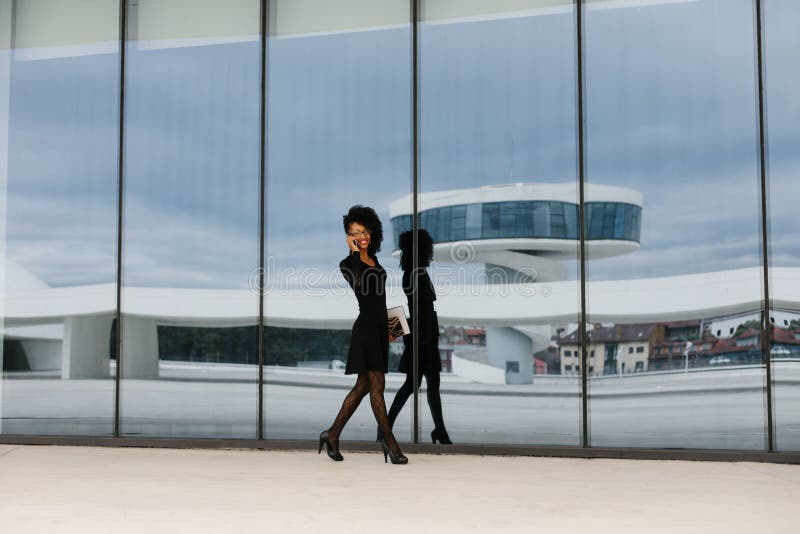 Mulher de neg?cios elegante nova que usa o telefone celular imagens de stock Mulher de neg?cios elegante nova que usa o telefone celular imagens de stock