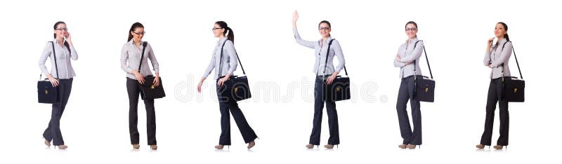 Mulher de neg?cios nova isolada no branco imagem de stock royalty free Mulher de neg?cios nova isolada no branco imagem de stock royalty free