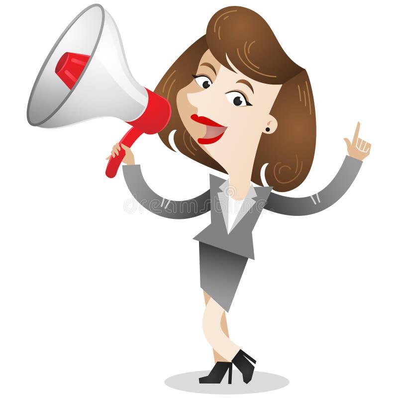 Mulher de negócio com megafone ilustração stock Mulher de negócio com megafone ilustração stock