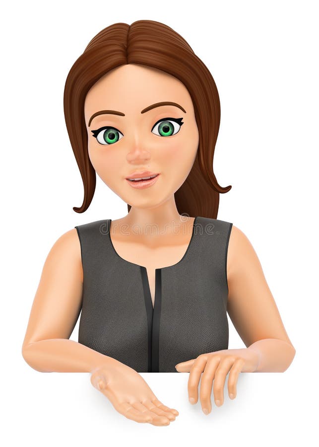 mulher de negócio 3D que aponta para baixo blank ilustração royalty free mulher de negócio 3D que aponta para baixo blank ilustração royalty free
