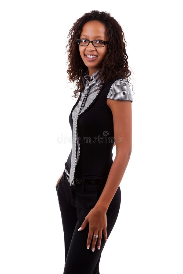 Mulher de negócio de sorriso do americano africano imagens de stock royalty free Mulher de negócio de sorriso do americano africano imagens de stock royalty free