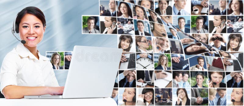 Operadora de call center, empresária imagem de stock