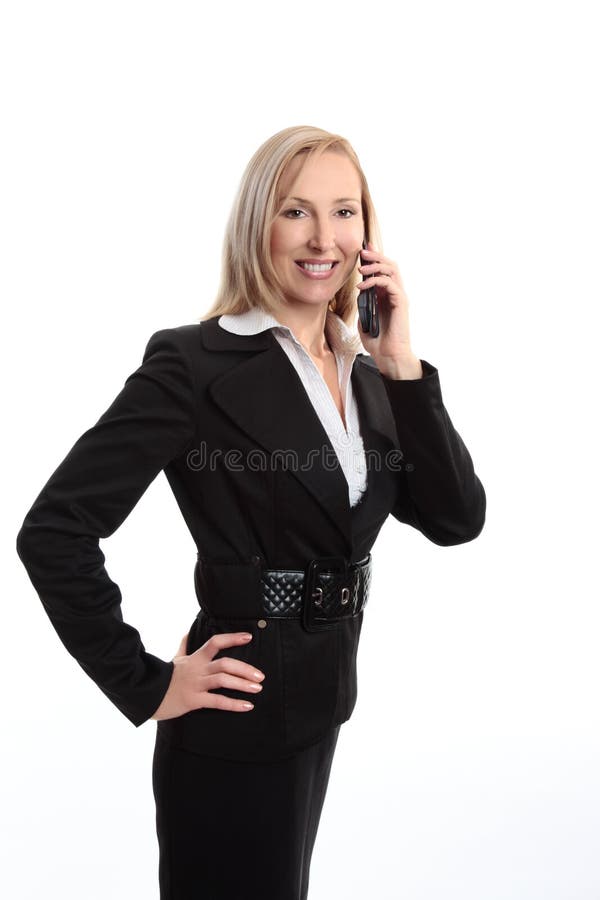 Mulher de negócio no telefone imagem de stock royalty free Mulher de negócio no telefone imagem de stock royalty free