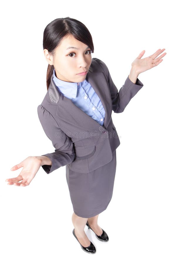 Mulher de negócio nova confusa foto de stock Mulher de negócio nova confusa foto de stock