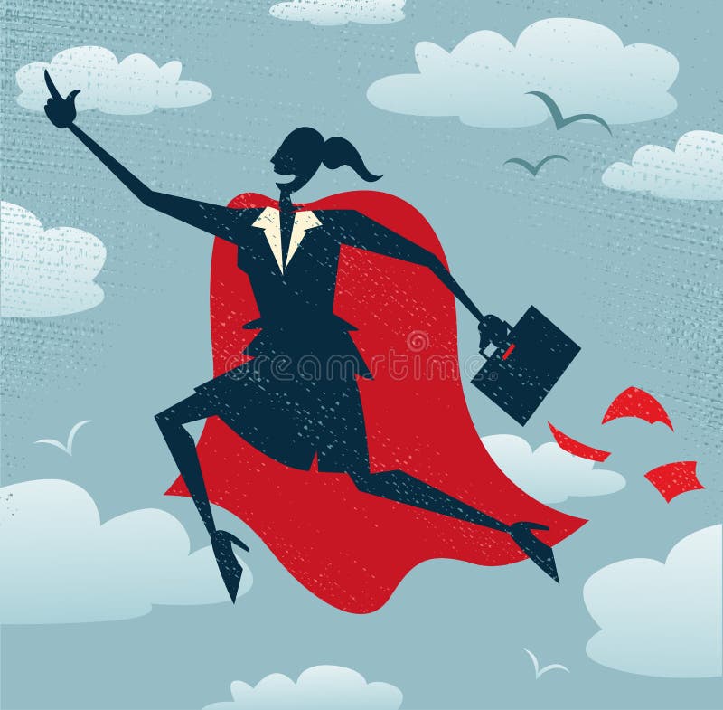 A mulher de negócios abstrata é um super-herói ilustração royalty free A mulher de negócios abstrata é um super-herói ilustração royalty free