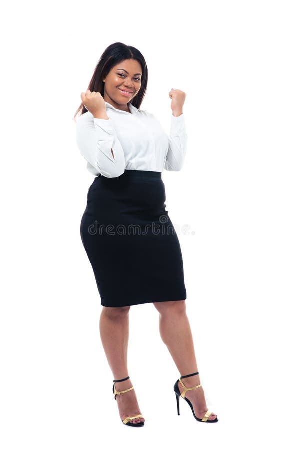 Mulher de negócios africana que comemora seu vencedor imagem de stock Mulher de negócios africana que comemora seu vencedor imagem de stock