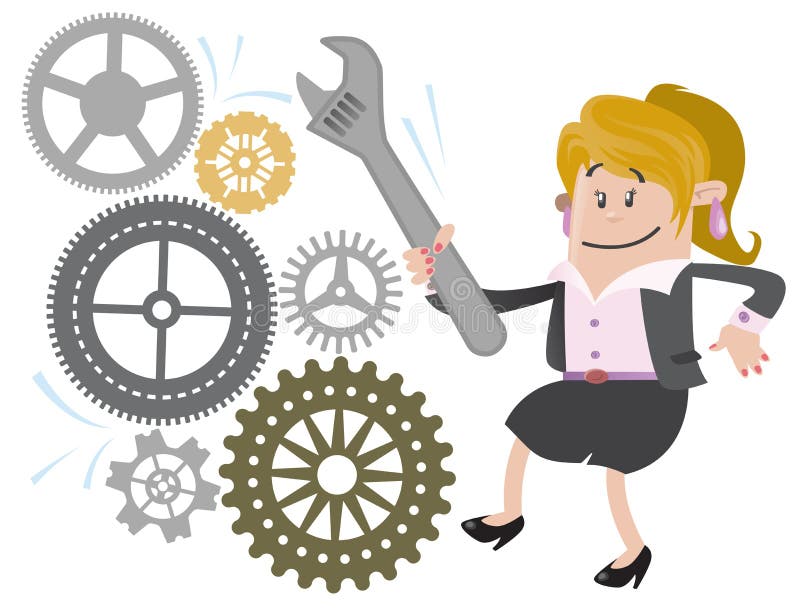 Empresária Buddy repara a Máquina ilustração do vetor