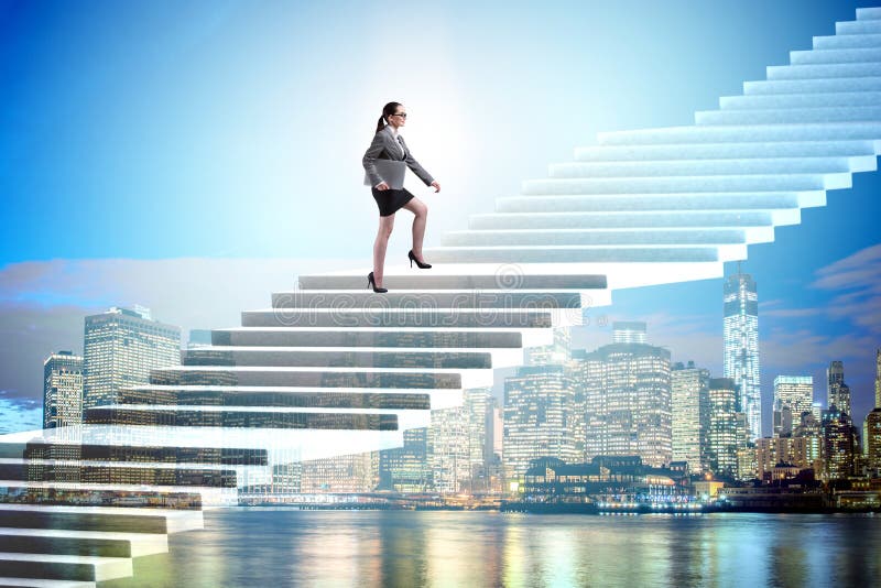 A mulher de negócios no conceito da ambição e da determinação imagens de stock A mulher de negócios no conceito da ambição e da determinação imagens de stock