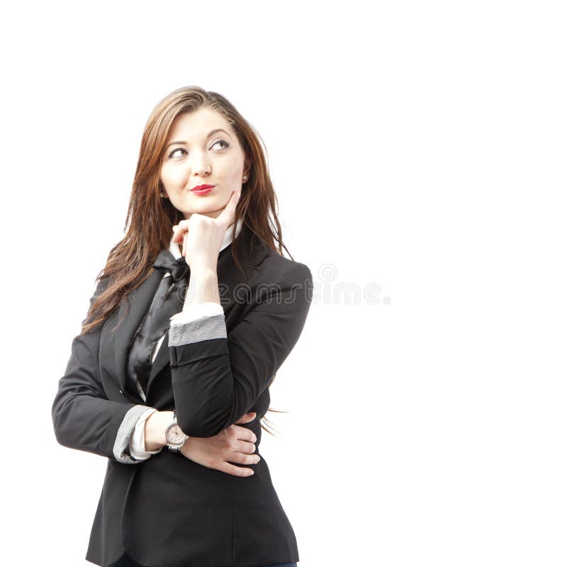 Mulher de negócios nova pensativa fotos de stock Mulher de negócios nova pensativa fotos de stock