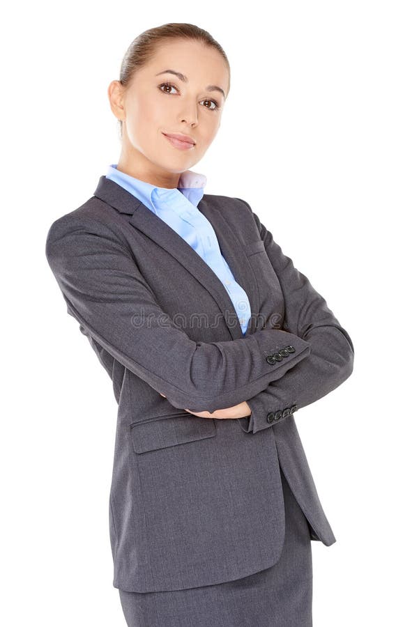 Mulher de negócios nova poised segura imagens de stock royalty free Mulher de negócios nova poised segura imagens de stock royalty free