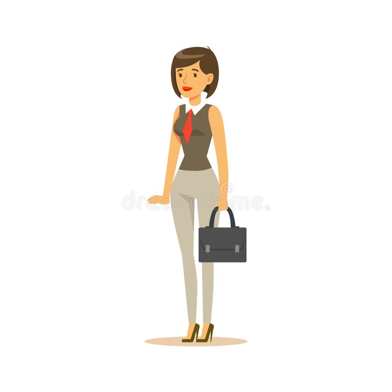 Mulher de negócios With Suitcase, empregado de escritório para negócios na roupa oficial do código de vestimenta ocupada em desen ilustração do vetor Mulher de negócios With Suitcase, empregado de escritório para negócios na roupa oficial do código de vestimenta ocupada em desen ilustração do vetor