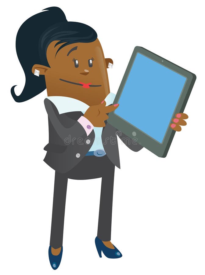 Empresária de origem étnica com tablet ilustração stock