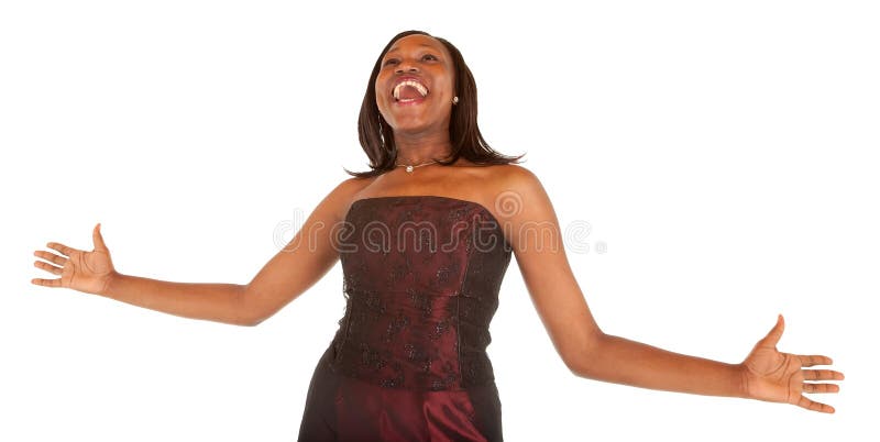 Mulher do americano africano Overjoyed sobre algo imagem de stock royalty free Mulher do americano africano Overjoyed sobre algo imagem de stock royalty free