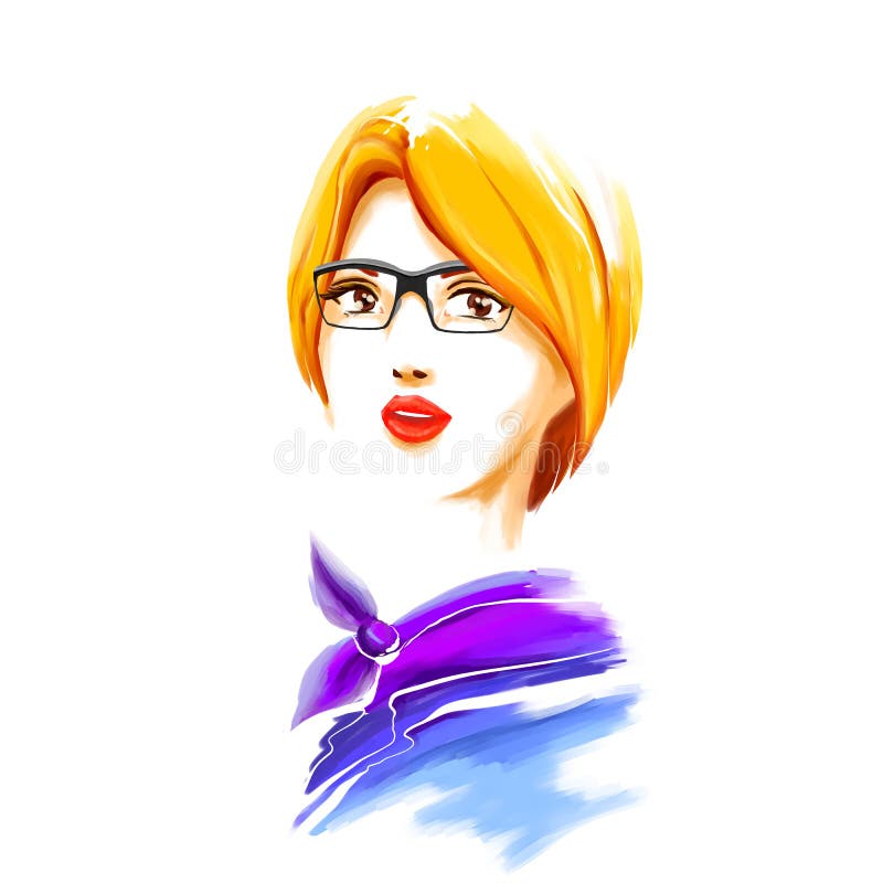 Mulher do louro da forma da aquarela ilustração stock Mulher do louro da forma da aquarela ilustração stock