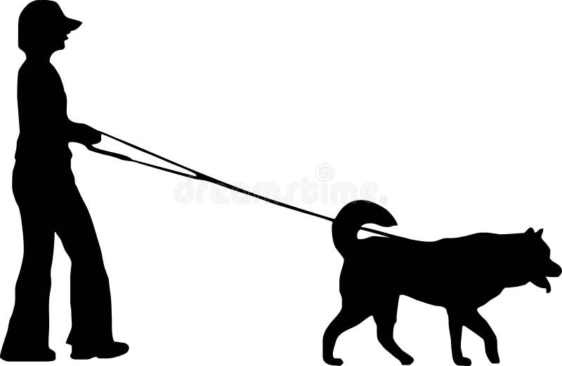 Mulher e cão ilustração do vetor