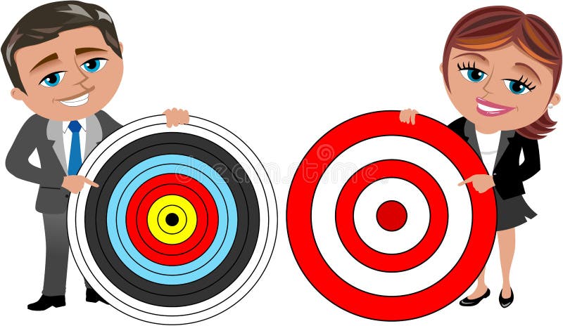 Mulher de Negócios e Homem de Negócios Segurando um Alvo ilustração royalty free