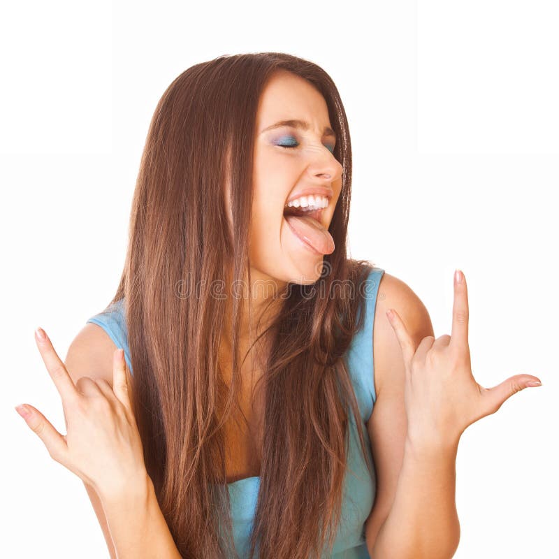 Mulher entusiástica e feliz imagem de stock royalty free Mulher entusiástica e feliz imagem de stock royalty free
