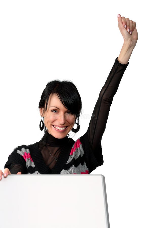 A mulher feliz abre uma mala de viagem e uma mão acima foto de stock royalty free A mulher feliz abre uma mala de viagem e uma mão acima foto de stock royalty free