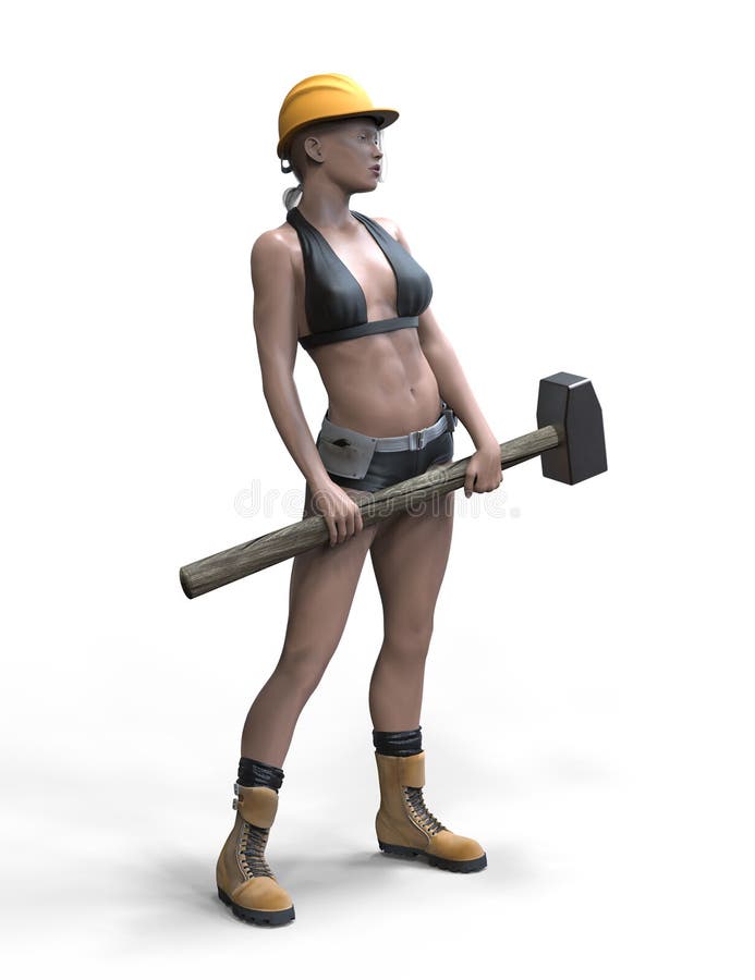 Mulher forte com hummer ilustração do vetor