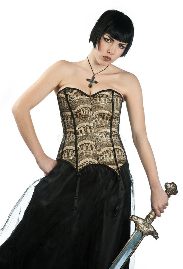 Mulher gótico com espada fotos de stock