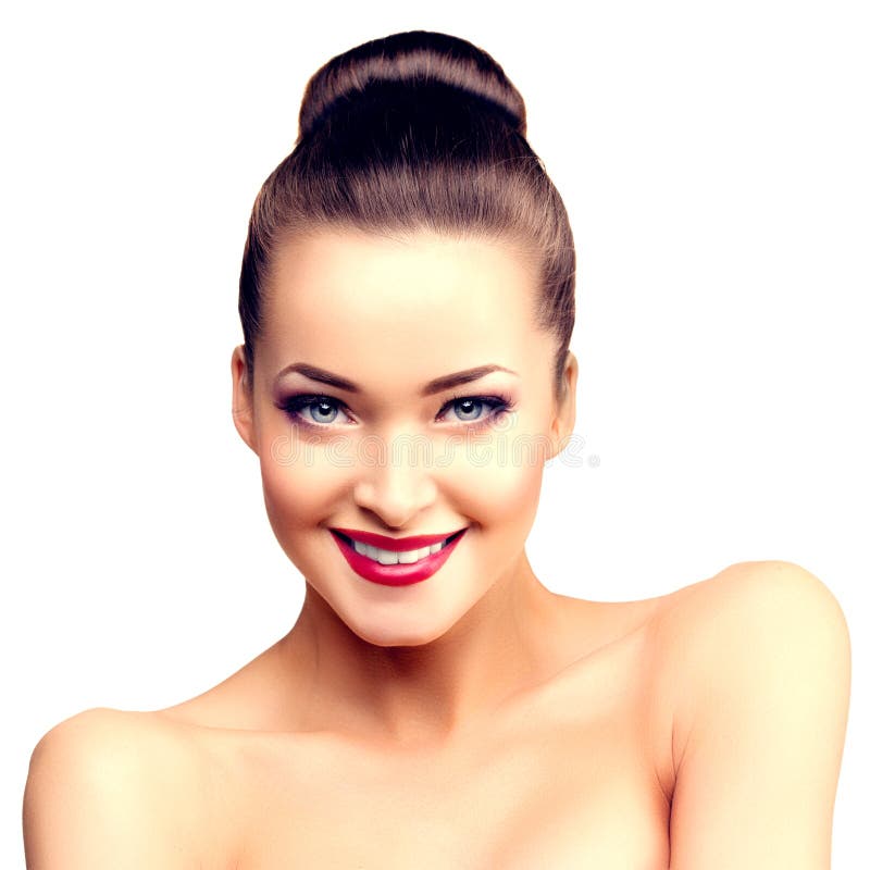 Mulher modelo bonita na menina moderna nova da composição do salão de beleza mim fotos de stock Mulher modelo bonita na menina moderna nova da composição do salão de beleza mim fotos de stock