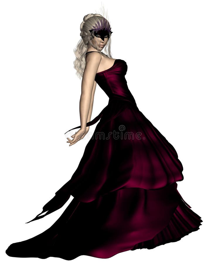 Mulher na máscara do carnaval e no vestido de esfera Venetian ilustração stock Mulher na máscara do carnaval e no vestido de esfera Venetian ilustração stock