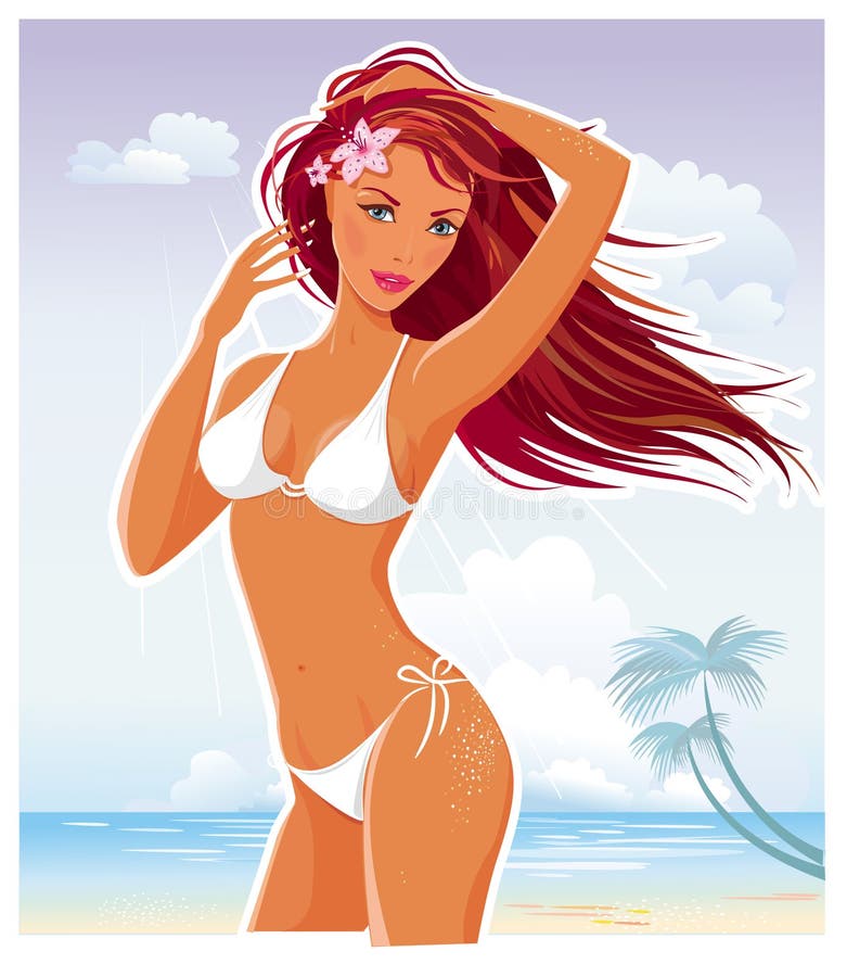 Mulher na praia ilustração stock