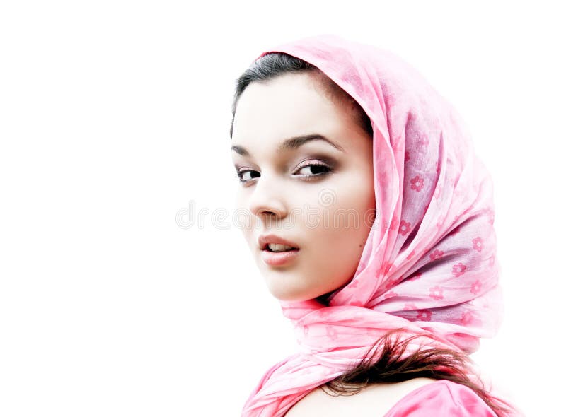 Jovem bonita de rosa imagens de stock