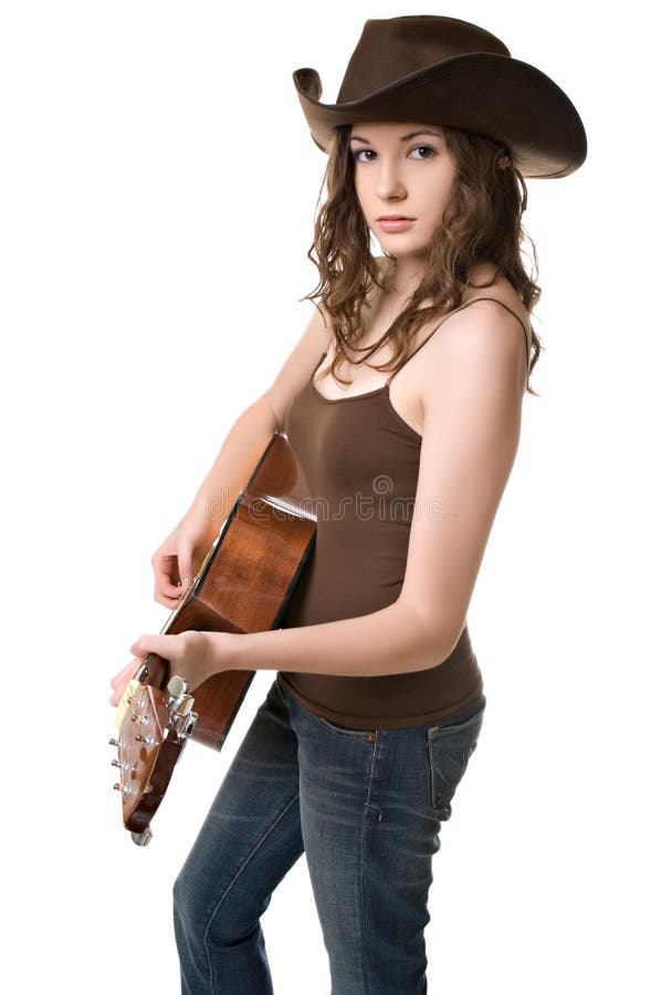 Mulher da música country imagem de stock. Imagem de guitarra - 9587581