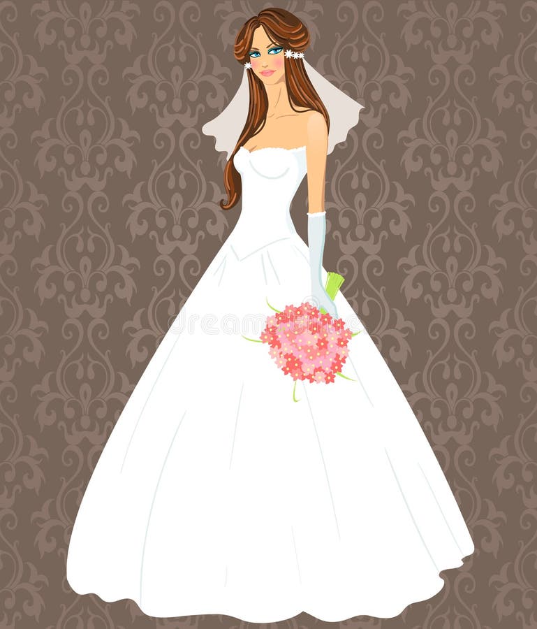 Mulher nova em um vestido de casamento ilustração royalty free Mulher nova em um vestido de casamento ilustração royalty free