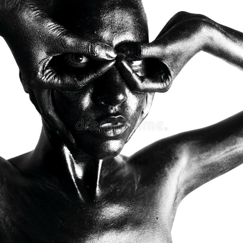 Mulher negra maquiada fotografia de stock