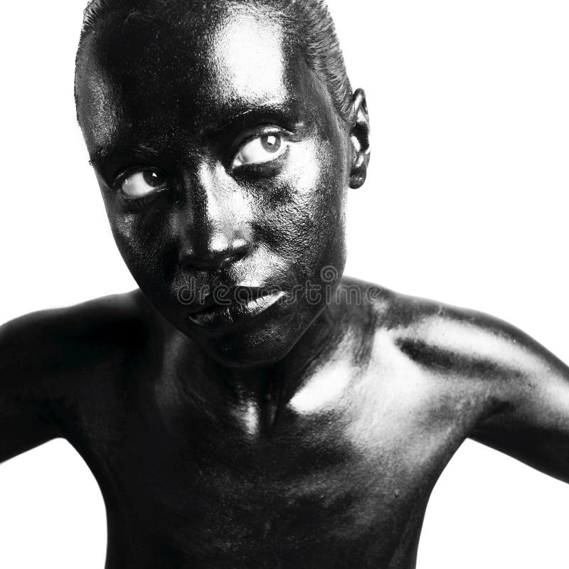 Mulher negra maquilhada fotografia de stock royalty free