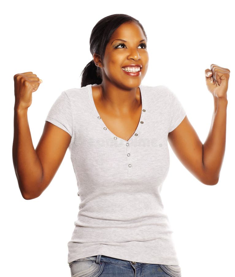 Mulher preta feliz imagem de stock Mulher preta feliz imagem de stock