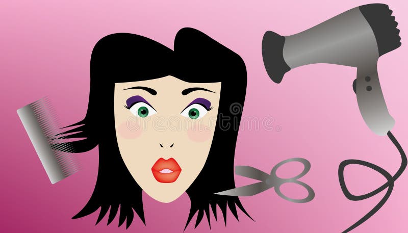 Mulher que corta o cabelo ilustração stock Mulher que corta o cabelo ilustração stock