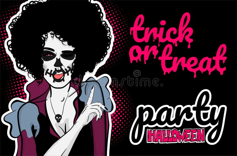 Mulher 'sexy' do zombi de Dia das Bruxas do pop art ilustração stock Mulher 'sexy' do zombi de Dia das Bruxas do pop art ilustração stock