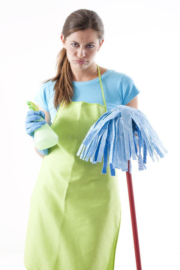 Mulher Tired que faz a limpeza imagem de stock royalty free Mulher Tired que faz a limpeza imagem de stock royalty free