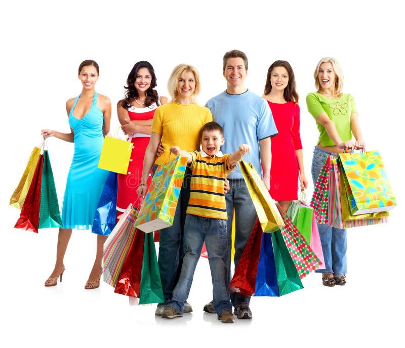 Mulheres com sacolas de compras foto de stock