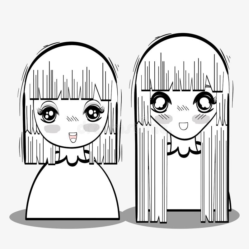 Mulheres tímidas macias do Anime ilustração do vetor Mulheres tímidas macias do Anime ilustração do vetor