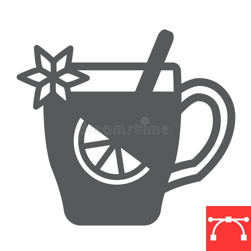 Mulled wine glyph icon, merry christmas and invitation, glass of mulled wine sign vector graphics, editable stroke solid vector illustration