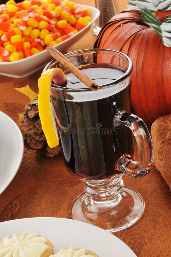 Pumpkin Pie and Mulled Wine Stock Photo Image of thanksgiving, icing