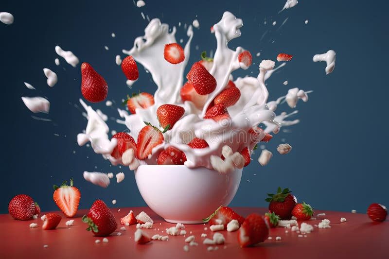 Multe căpșuni suculente și smântână suculente, cu accent pe prospețime și pe recursul Gourmet. perfect pentru deserturi sau gustăr stock illustration